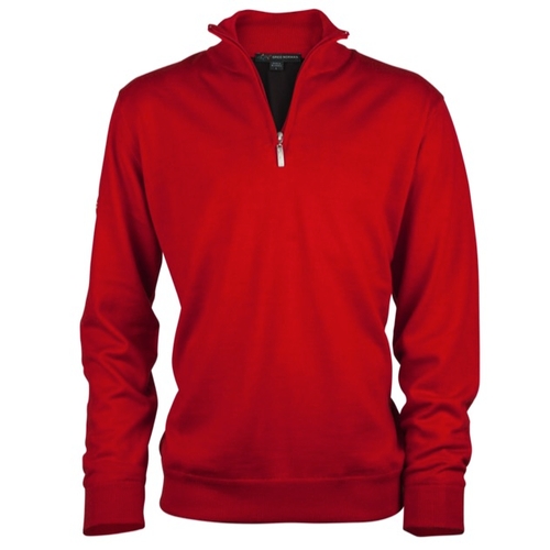 Greg Norman Merino Lined Half Zip Golf Sweater W010 Red